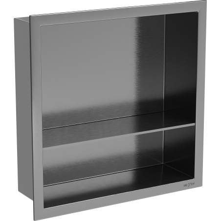 Mexen X-Wall-R nástěnná police s límcem a policí 30 x 30 cm, kartáčovaná gun grey - 19E0303010S