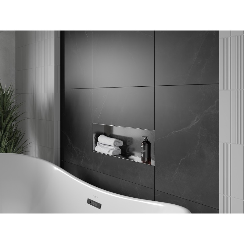 Mexen X-Wall-NR vestavěná police bez lemu 60 x 20 cm, kartáčovaná gun grey - 19E1602010