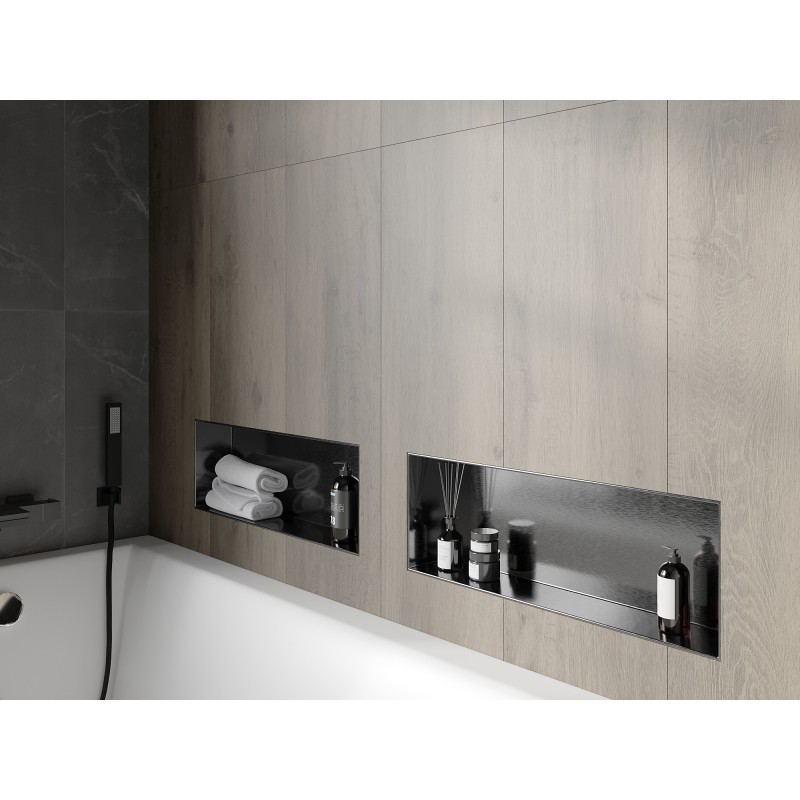 Mexen X-Wall-NR vestavěná police bez lemu 60 x 20 cm, kartáčovaná gun grey - 19E1602010