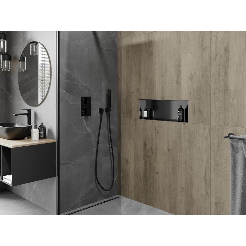 Mexen X-Wall-NR vestavěná police bez lemu 60 x 20 cm, kartáčovaná gun grey - 19E1602010