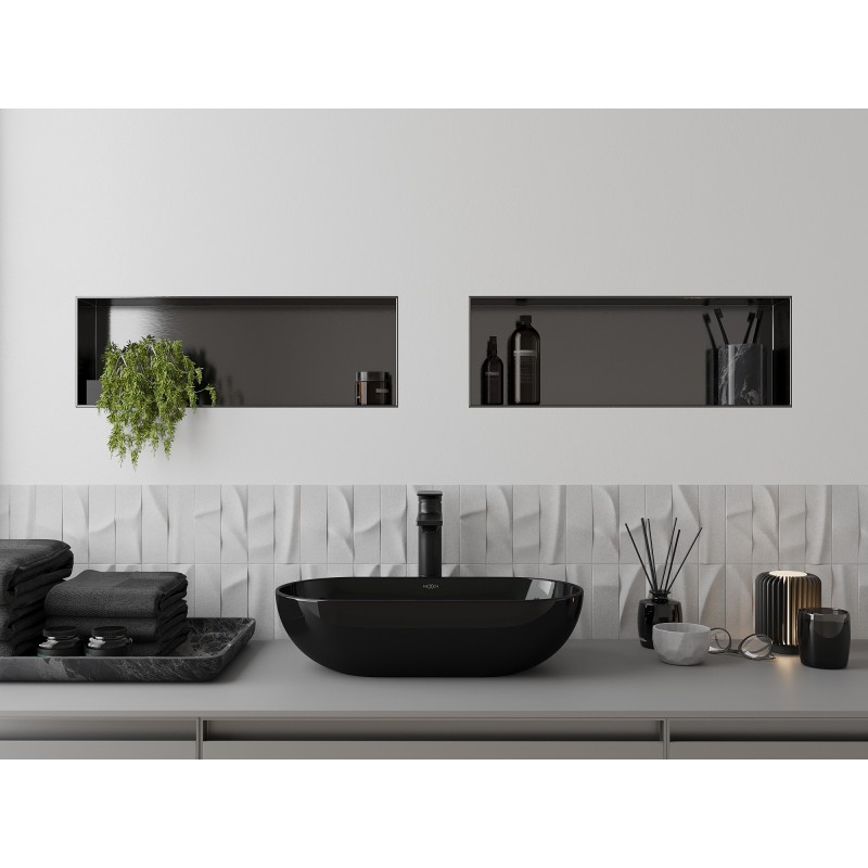 Mexen X-Wall-NR vestavěná police bez lemu 60 x 20 cm, kartáčovaná gun grey - 19E1602010