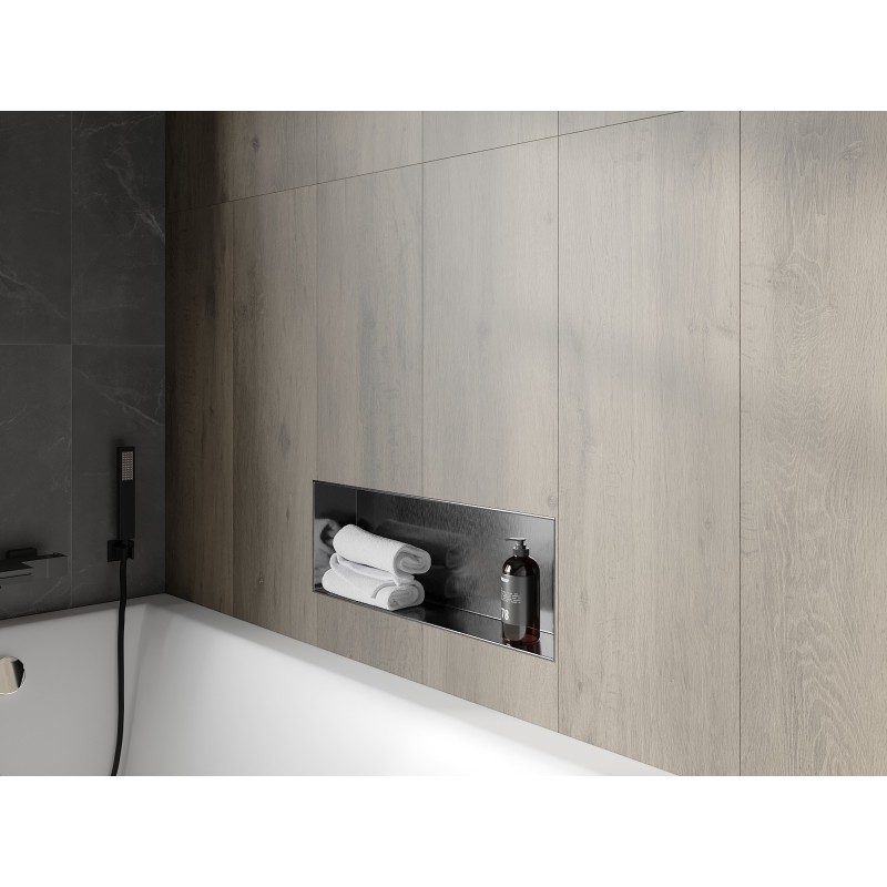 Mexen X-Wall-NR vestavěná police bez lemu 60 x 20 cm, kartáčovaná gun grey - 19E1602010