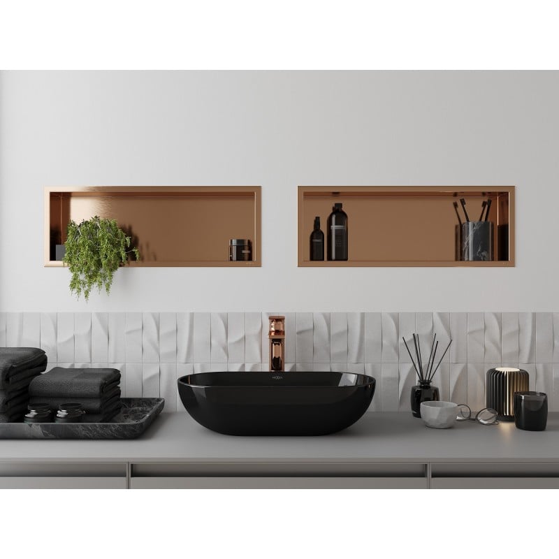 Mexen X-Wall-R nástěnná polička s límcem 60 x 20 cm, kartáčovaná měď - 19C0602010