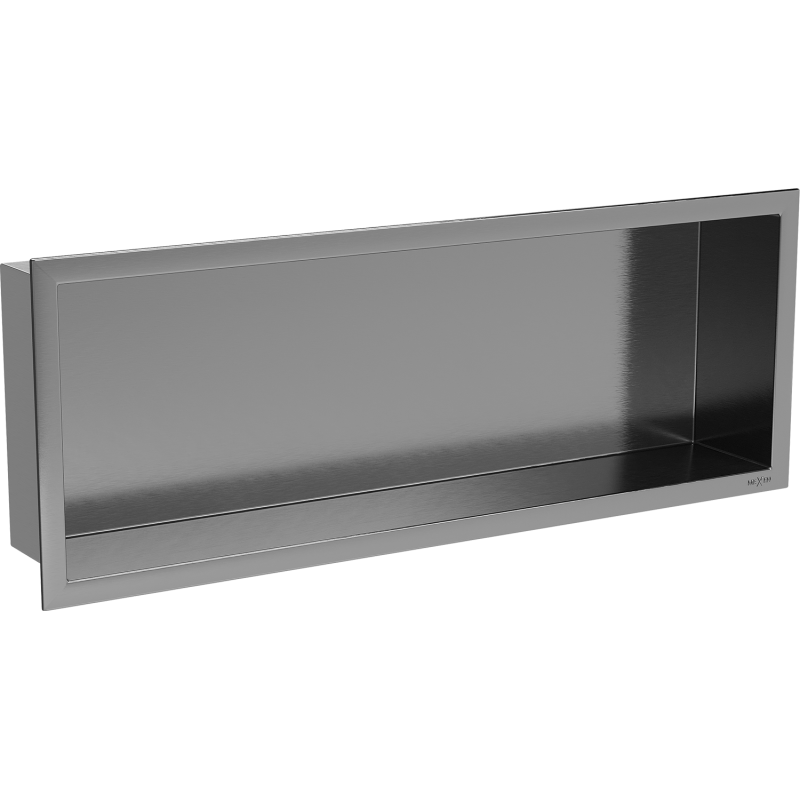 Mexen X-Wall-R rohová polička s obrubou 60 x 20 cm, kartáčovaný gun grey - 19E0602010