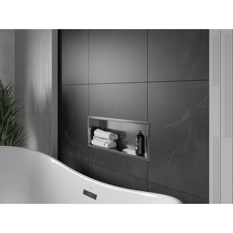 Mexen X-Wall-R rohová polička s obrubou 60 x 20 cm, kartáčovaný gun grey - 19E0602010
