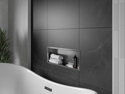 Mexen X-Wall-R rohová polička s obrubou 60 x 20 cm, kartáčovaný gun grey - 19E0602010