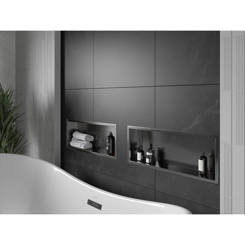 Mexen X-Wall-R rohová polička s obrubou 60 x 20 cm, kartáčovaný gun grey - 19E0602010