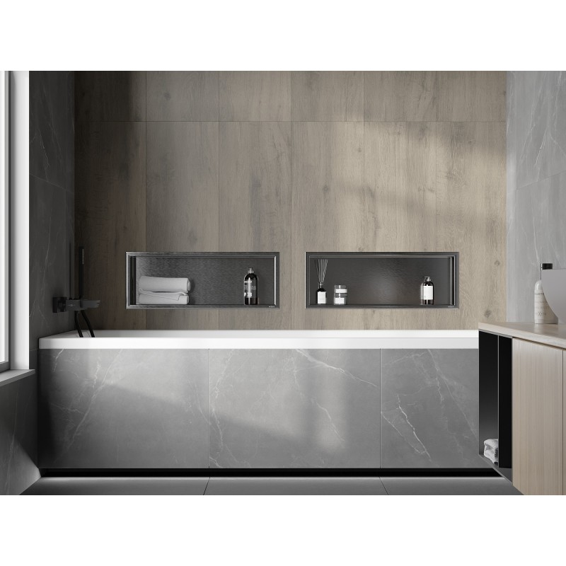 Mexen X-Wall-R rohová polička s obrubou 60 x 20 cm, kartáčovaný gun grey - 19E0602010