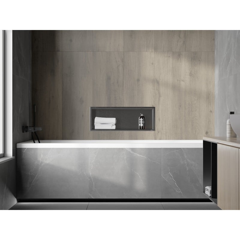 Mexen X-Wall-R rohová polička s obrubou 60 x 20 cm, kartáčovaný gun grey - 19E0602010