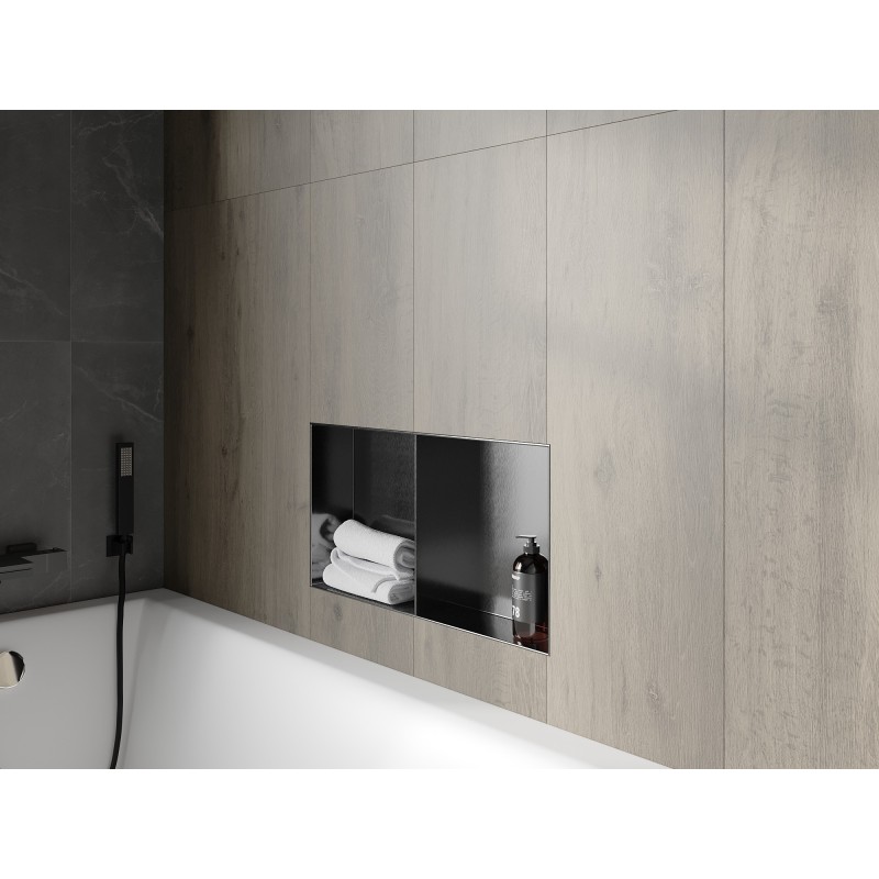 Mexen X-Wall-NR nástěnná nika bez límce s poličkou 60 x 30 cm, kartáčovaná gun grey - 19E1603010S