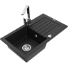 Mexen Pablo granitový dřez s 1 komorou, odkapávačem a kuchyňskou baterií Rita, černý - 6510-77-670300-00
