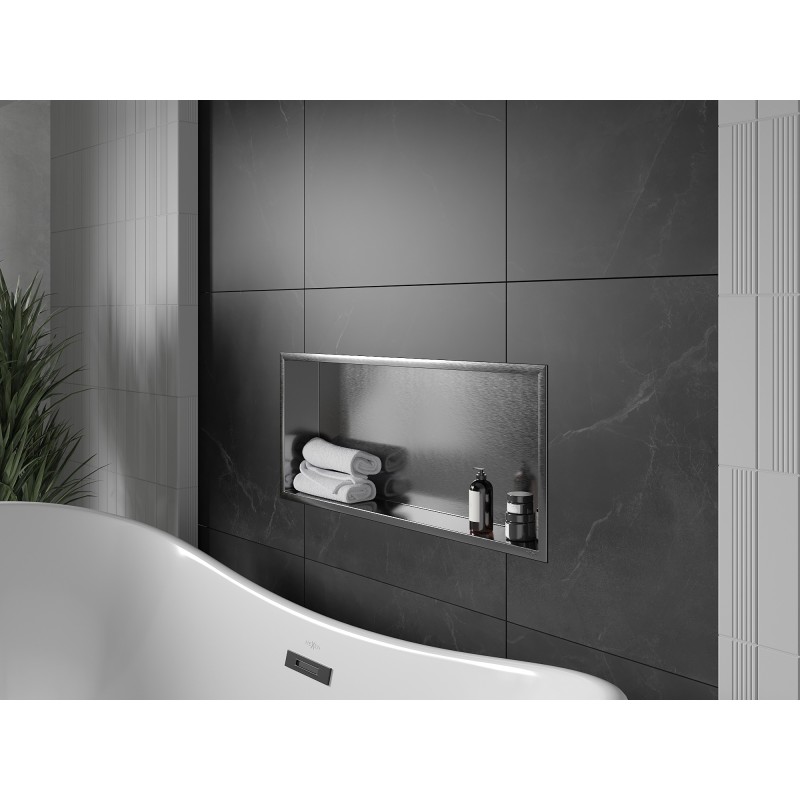 Mexen X-Wall-R nástěnná police s límcem 75 x 30 cm, kartáčovaná gun grey - 19E0753010