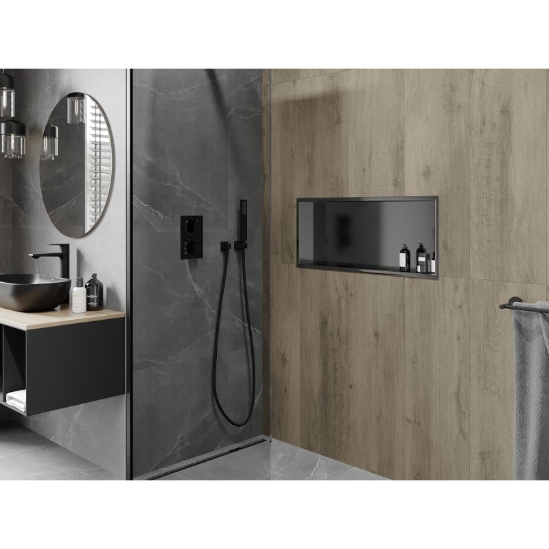 Mexen X-Wall-R nástěnná police s límcem 75 x 30 cm, kartáčovaná gun grey - 19E0753010