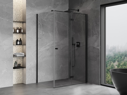 Mexen Mist-F skládací sprchová kabina pravá 100 x 80 cm, transparentní, černá - 8A6T-100-080-70-00-P
