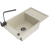 Mexen Elias granitový dřez 1-komorový s odkapávačem a kuchyňskou baterií Rita, béžový - 6511-69-670300-70