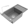 Mexen Elias granitový dřez 1-komorový s odkapávačem a kuchyňskou baterií Rita, šedý - 6511-71-670300-00