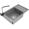 Mexen Elias žulový dřez s 1 komorou a odkapávačem a kuchyňskou baterií Rita, šedá - 6511-71-670300-70
