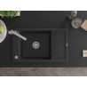 Mexen Elias granitový jednodřez s odkapávačem a kuchyňskou baterií Rita, černý/stříbrný metalický