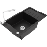 Mexen Elias granitový dřez 1-komorový s odkapávačem a kuchyňskou baterií Rita, černý - 6511-77-670300-00