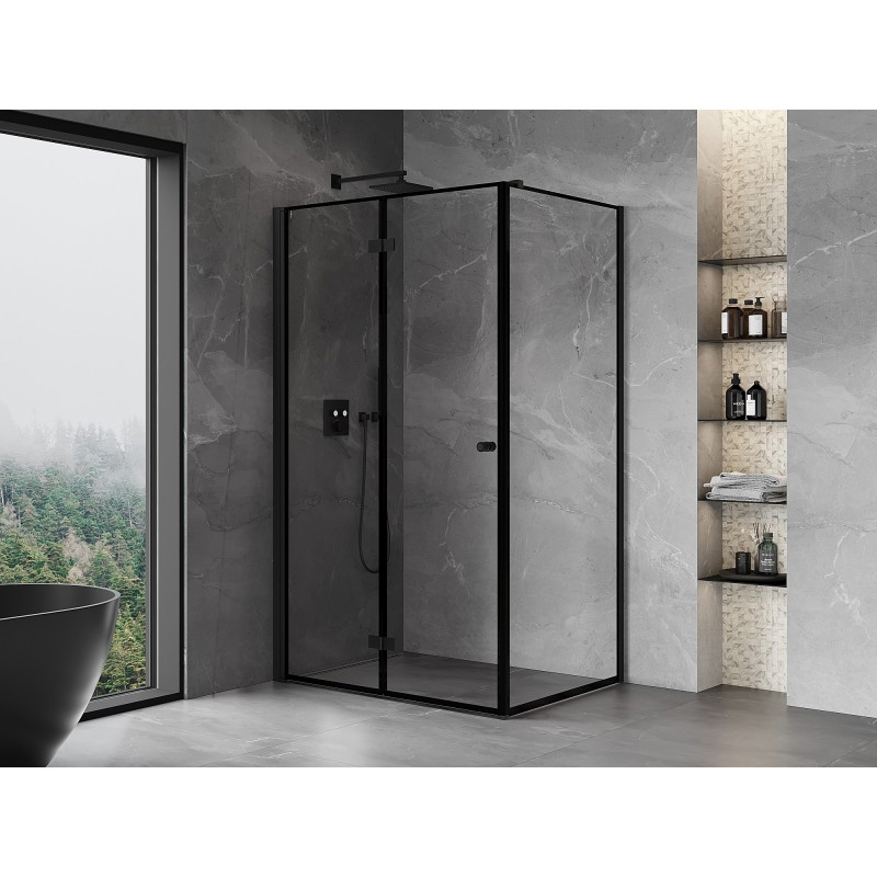 Mexen Mist-F sprchový kout skládací levý 100 x 90 cm, černý rám, černý - 8A6T-100-090-70-70-L