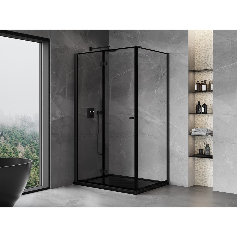 Mexen Mist-F sprchový kout skládací levý 100 x 90 cm, černý rám, černý - 8A6T-100-090-70-70-L