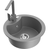 Mexen Diego granitový dřez s 1 komorou a kuchyňskou baterií Rita, šedý - 6512-71-670300-71