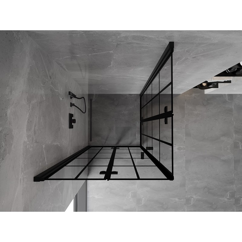 Mexen Mist-F Duo skládací sprchový kout 90 x 90 cm, černá mřížka, černá - 8A6-090L-090P-70-77