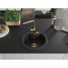 Mexen Diego granitový dřez s 1 komorou a kuchyňskou baterií Rita, černý/zlatý metalický - 6512-75-670300-50