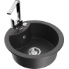 Mexen Diego granitový dřez s 1 komorou s kuchyňskou baterií Rita, černý tečkovaný - 6512-76-670300-00