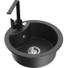 Mexen Diego granitový dřez s 1 komorou a kuchyňskou baterií Rita, černý skvrnitý - 6512-76-670300-70