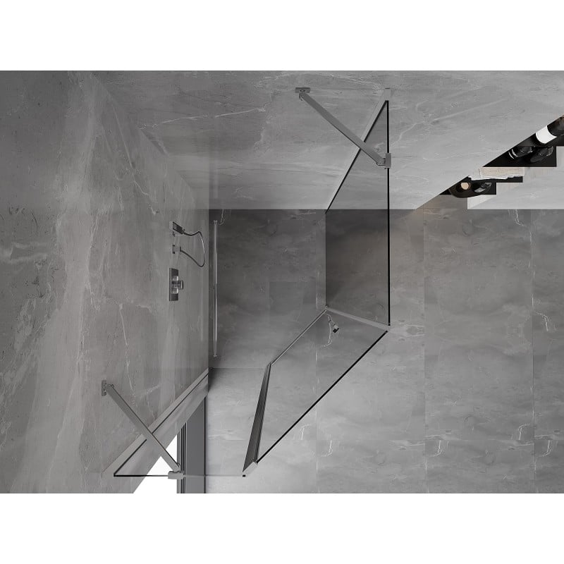 Mexen Mist pětiúhelníková asymetrická sprchová kabina, 80 x 100 cm, transparentní, chrom - 8A8-080-100-01-00