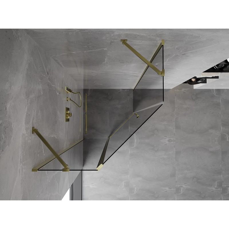 Mexen Mist pětiúhelníková sprchová kabina s otočnými dveřmi 100 x 100 cm, průhledná, zlatá - 8A8-100-100-50-00