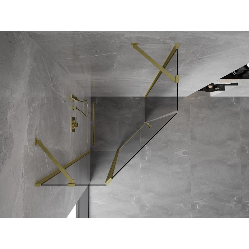 Mexen Mist pentagonální sprchový kout otočný 100 x 100 cm, transparentní, zlatý kartáčovaný - 8A8-100-100-55-00