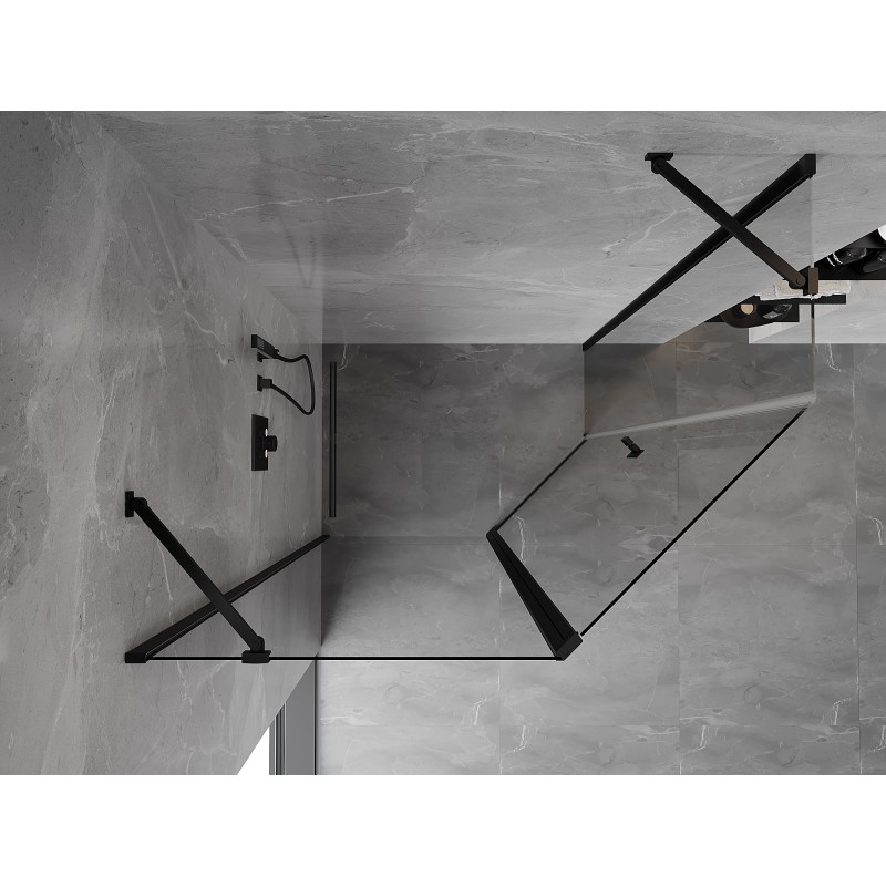 Mexen Mist asymetrická pětiúhelníková sprchová kabina 100 x 80 cm, transparentní, černá - 8A8-100-080-70-00