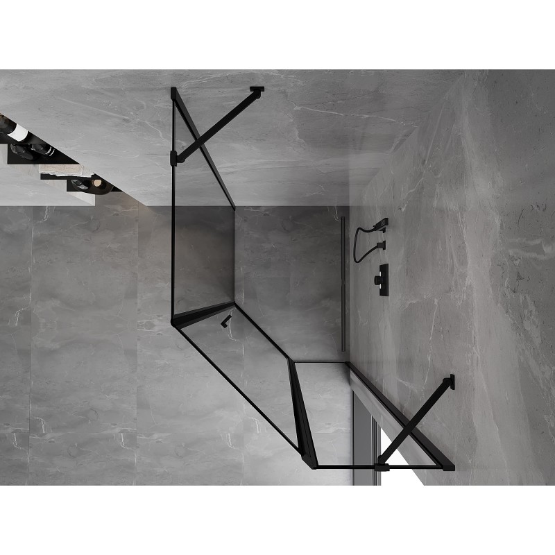 Mexen Mist asymetrická pětistranná sprchová kabina se skleněnými dveřmi 90 x 100 cm, černý rám, černá