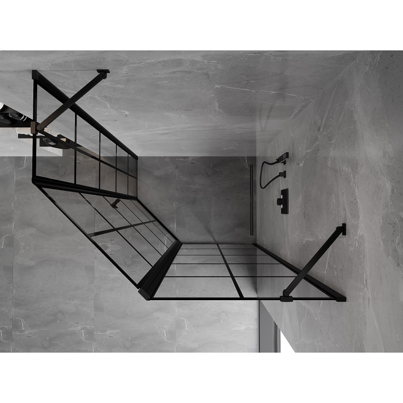 Mexen Mist asymetrická pětistranná sprchová kabina, pravá 100 x 90 cm, černá mřížka, černá - 8A8-100-090-70-77-P