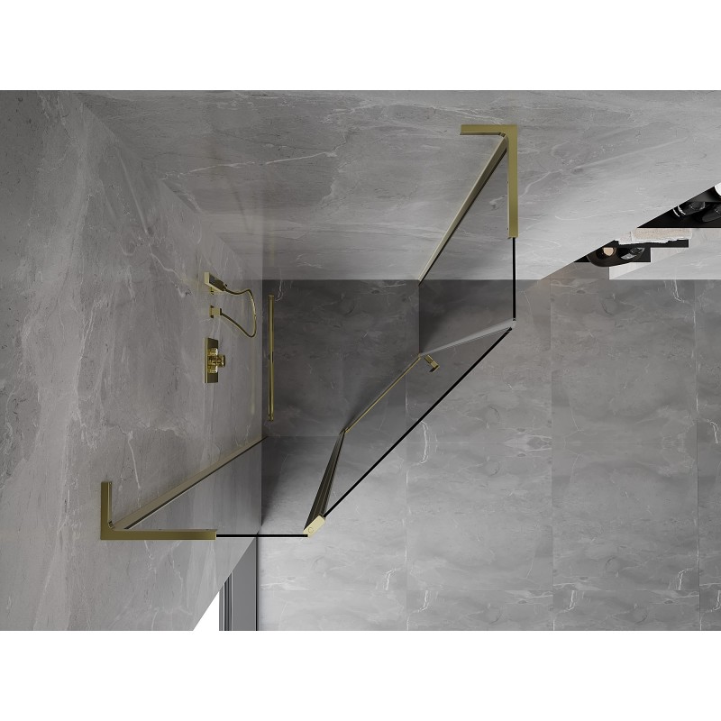 Mexen Mist L pětiúhelníková sprchová kabina otočná 80 x 80 cm, transparentní, zlatá - 8A8L-080-080-50-00