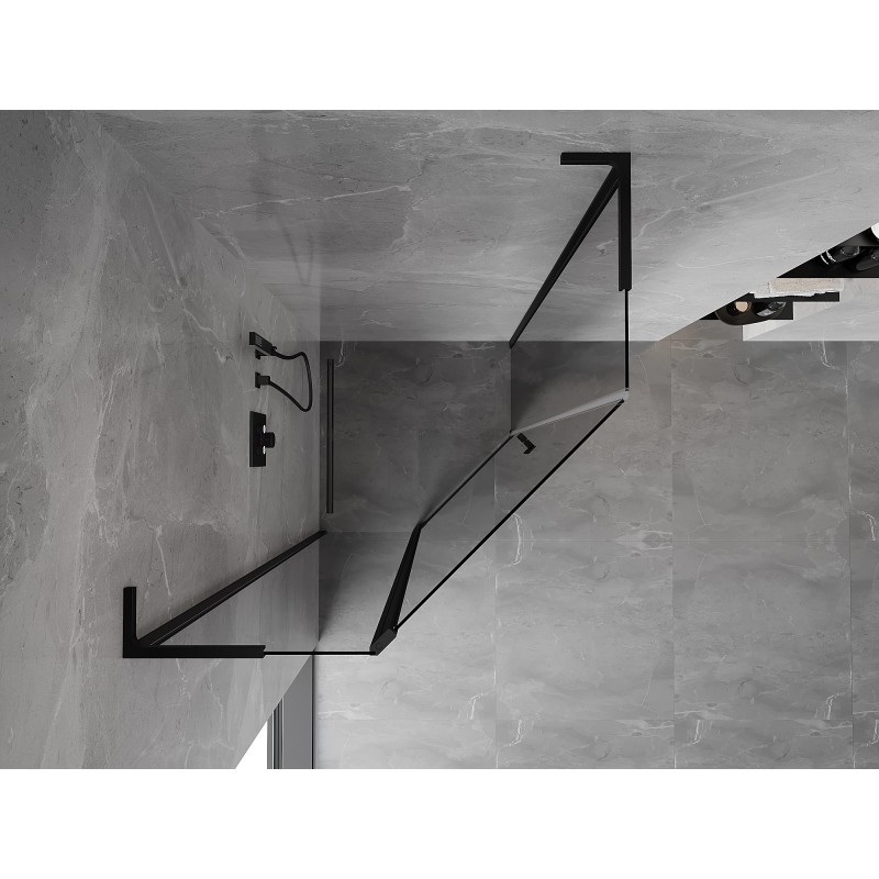 Mexen Mist L pětiúhelníkový sprchový kout 80 x 80 cm, transparentní, černý - 8A8L-080-080-70-00