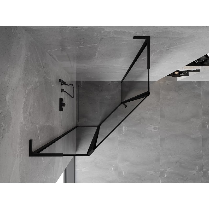 Mexen Mist L pětiúhelníkový sprchový kout levý 90 x 90 cm, černý rám, černý - 8A8L-090-090-70-70-L