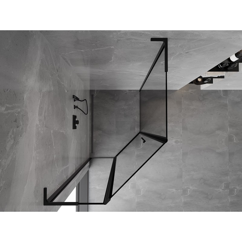 Mexen Mist L asymetrická pětiúhelníková sprchová kabina levá 80 x 90 cm, černý rám, černá - 8A8L-080-090-70-70-L