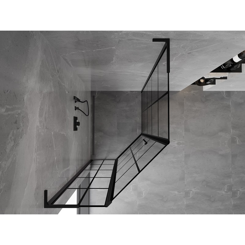 Mexen Mist L pětiúhelníkový asymetrický sprchový kout, levý, 90 x 100 cm, černá mřížka, černá - 8A8L-090-100-70-77-L