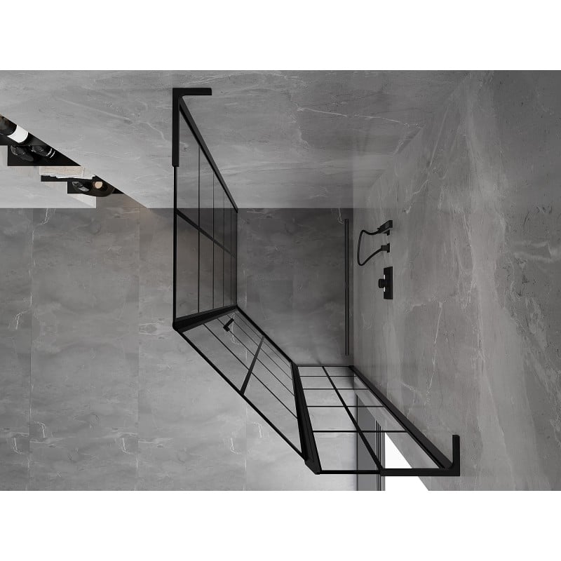 Mexen Mist L asymetrická pětiúhelníková sprchová kabina, pravá 80 x 100 cm, černá mřížka, černá - 8A8L-080-100-70-77-P