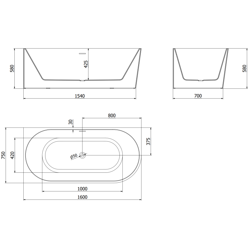 Mexen Mia volně stojící rohová vana levá 160 x 75 cm, bílá, přepad růžové zlato - 52691607500L-60