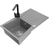 Mexen Cesar granitový dřez 1-komorový s odkapávačem a kuchyňskou baterií Rita, šedý - 6514-71-670300-70