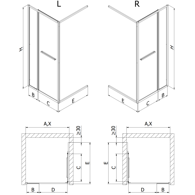 Mexen Linea posuvné sprchové dveře 80 cm, transparentní, chrom - 8E1-080-000-01-01