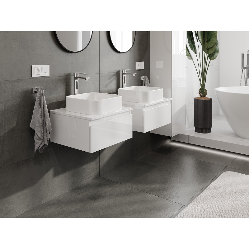 Mexen Orio koupelnová skříňka pod umyvadlo 50 cm s deskou, 1 zásuvka, bílý lesk - 91A10-05023-1-BFC00