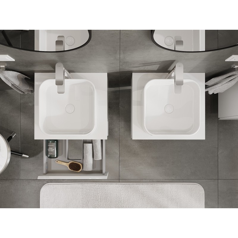 Mexen Orio koupelnová skříňka pod umyvadlo 50 cm s deskou, 1 zásuvka, bílý lesk - 91A10-05023-1-BFC00