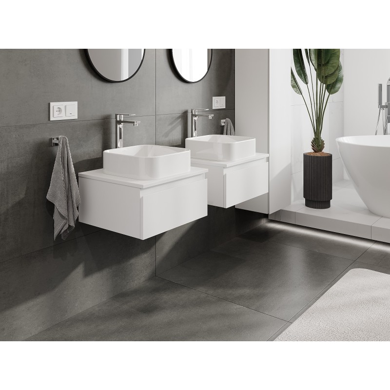 Mexen Orio koupelnová skříňka pod umyvadlo 50 cm s deskou, 1 zásuvka, bílá matná - 91A10-05023-1-BFC01