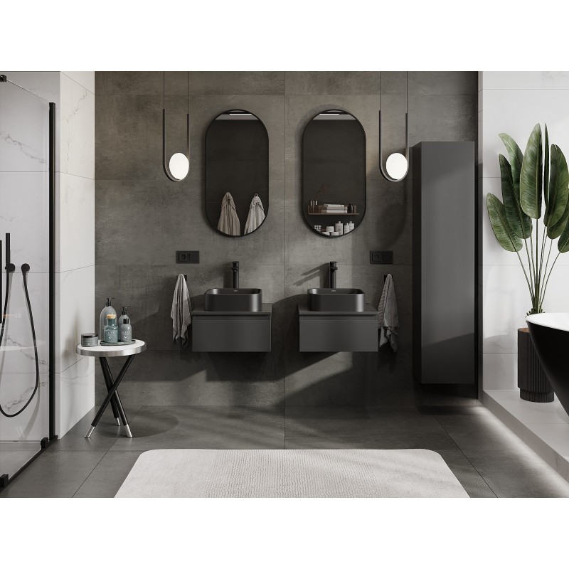 Mexen Orio koupelnová skříňka pod umyvadlo 50 cm s deskou, 1 zásuvka, černá matná - 91A10-05023-1-BFC71