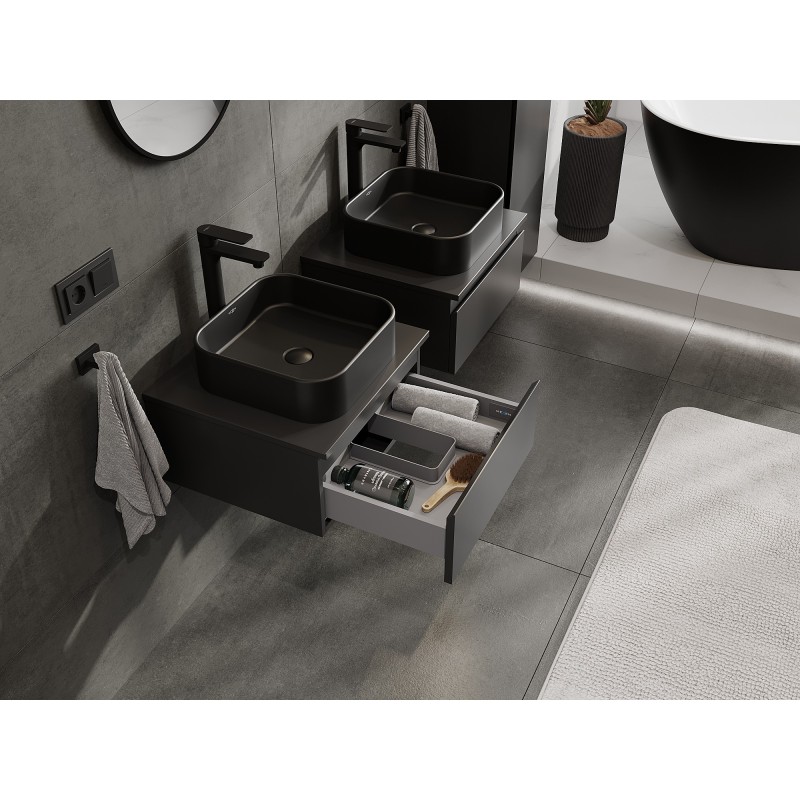 Mexen Orio koupelnová skříňka pod umyvadlo 50 cm s deskou, 1 zásuvka, černá matná - 91A10-05023-1-BFC71